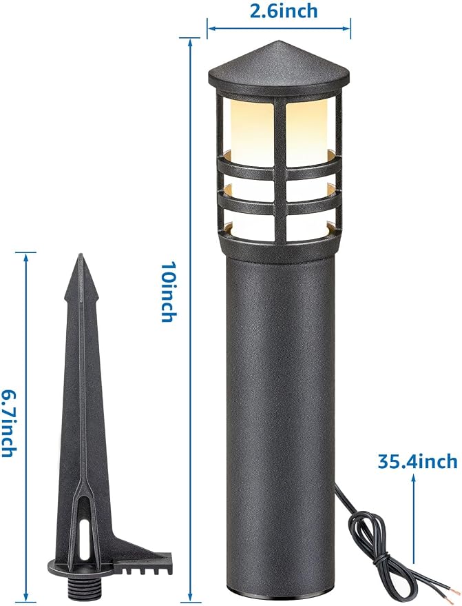 SUNVIE 4-Pack Low Voltage Pathway Lights 3W 3000K 12-24V LED Landscape Bollard Path Lights with Connectors CRI 90+ Aluminum Outdoor Landscape Lighting for Walkway Yard Garden, ETL Listed Cord | IP65 Waterproof, 3000K Warm White, 12-24V AC/DC, Aluminum,...