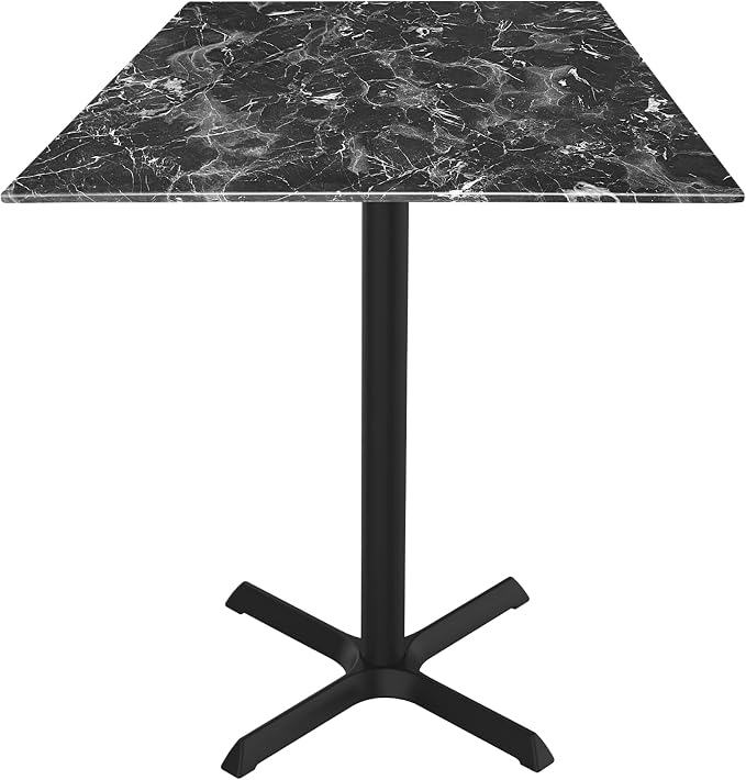 Holland Bar Stool 36" Tall OD211 Indoor/Outdoor All-Season Table with 36" x 36" Square Black Marble Top