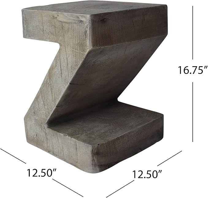 Concrete Side Table, Outdoor Side Table for Patio, 12.5" Outdoor Accent Table Patio Side Table End Table in Light Gray for Garden, Balcony, Couch, No Assembly