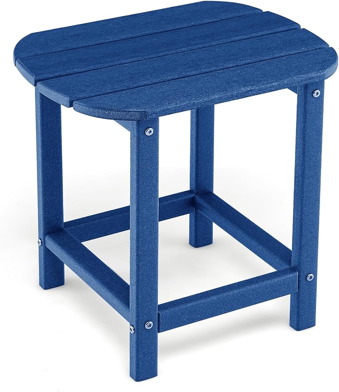 Tangkula Outdoor Side Table, Weather Resistant Adirondack Table, Outdoor Indoor Chairside End Tables, Waterproof HDPE, for Patio Poolside Porch Backyard, Easy Assembly, 19 x 14.5 x 18 Inch (2, Navy)