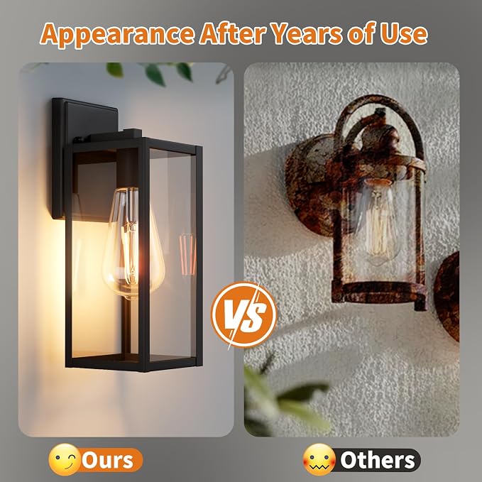 15'' Black Outdoor Front Porch Lights for Outside, Large Exterior Lighting Fixtures Wall Mount for House, Wall Sconce Lamp, Waterproof Lantern Coach Lights for Garage, Entryway,Yard