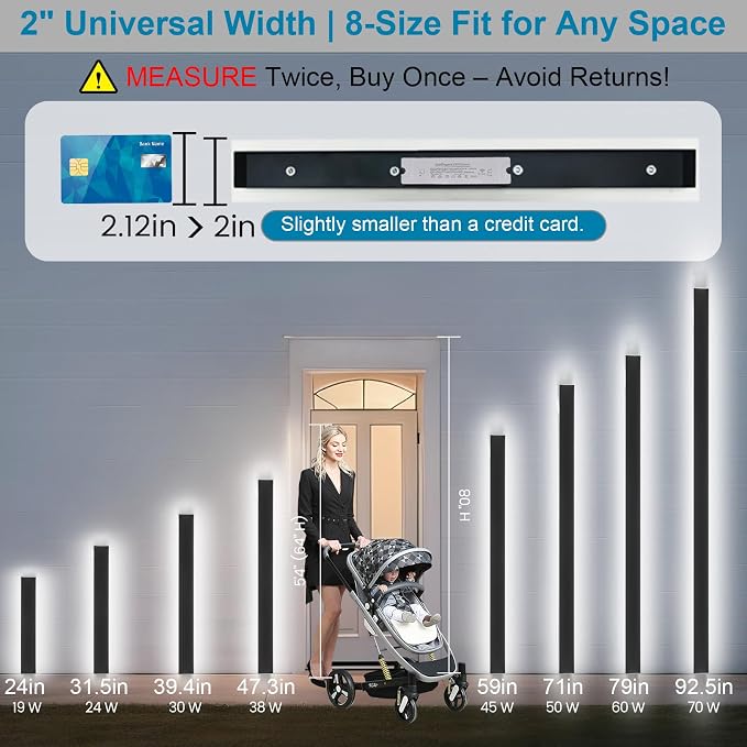 2PC 79inch Long Exterior Lighting Fixtures, 3CCT Dimmable Black Modern Outdoor Wall Lights IP65 Waterproof Linear Outdoor Light Wall Mounted LED Outside Porch Lights for House