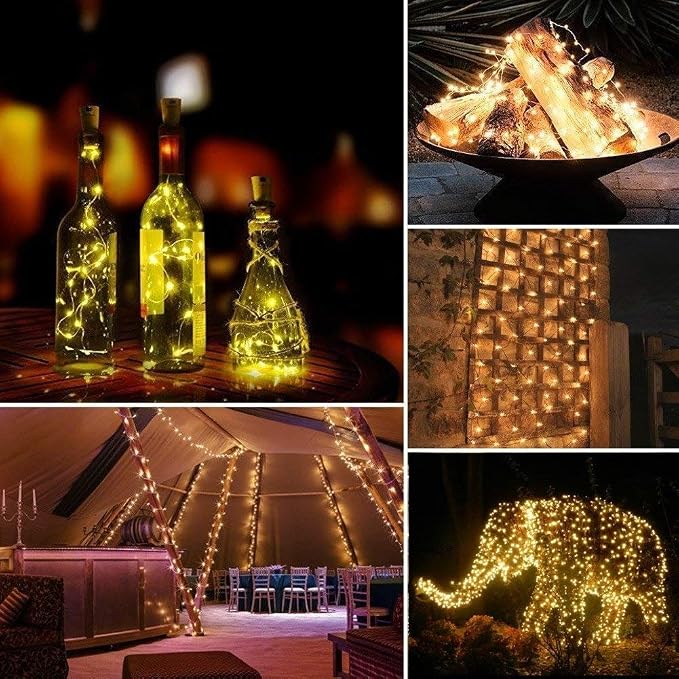 Lomotech Solar Fairy Lights Outdoor, 2 Pack Total 66ft 200 LED,Warm White | Solar String Lights Waterproof 8 Modes Twinkle Lights for Outdoor, Patio, Garden, Yard, Party, Wedding, Tree Decoration