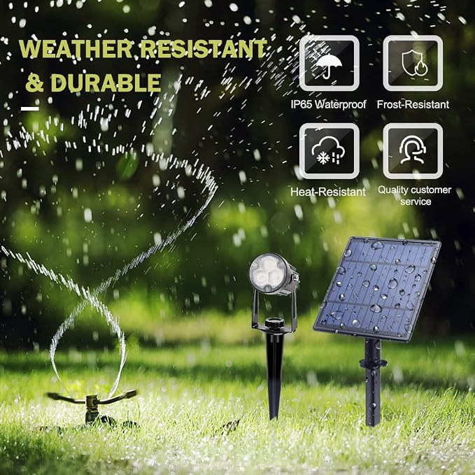 APONUO Metal Outdoor Solar Landscape Lights, Waterproof Spotlight 6-in-1 for Yard Landscape Lighting, Auto On/Off for Pathway, Driveway, Patio, Warm White