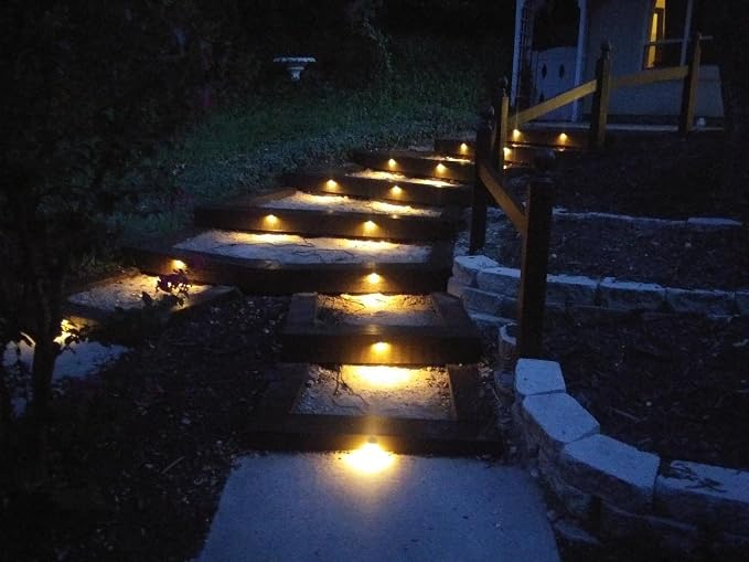 Pack of 20 Warm White Low Voltage LED Deck Lights kit Φ1.38 Outdoor Garden Yard Decoration Lamp Recessed Landscape Pathway Step Stair Warm White LED Lighting, Black