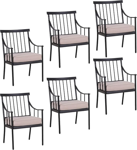 Sophia & William Patio Dining Chairs, Set of 6, Padded Cushions, Steel | E-Coated, All-Weather, Breathable, 300 lb Capacity