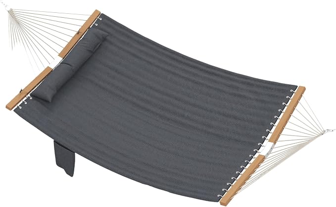 Outdoors 2-Person Hammock with Pillow & Pad, Gray, 128in x 55.1in, 440lb Capacity