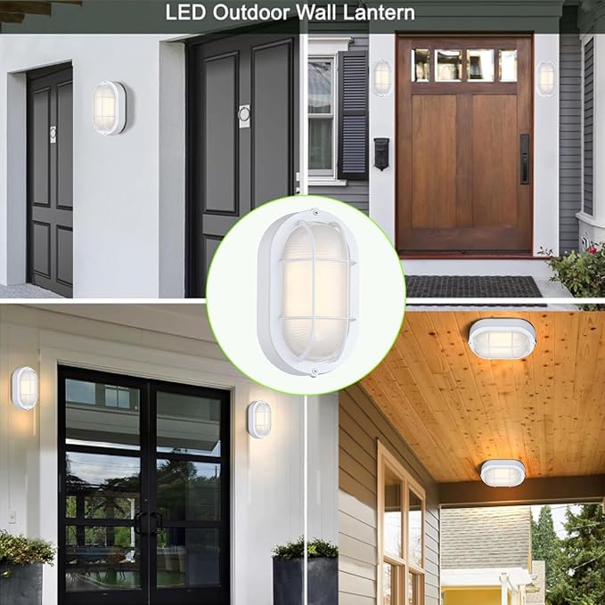 WISBEAM 2 Pack LED Bulkhead Light, Outdoor LED Wall Light for House, Dimmable, 6W Replace 60W, 450 Lumen 3000K Daylight White 80CRI, Waterproof, ETL Rated