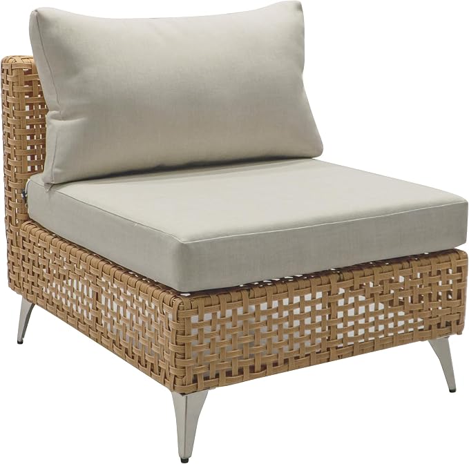 VilroCaz 7-Piece Outdoor Patio Furniture Set, Wicker Sectional Sofa wThick Seat Cushions, All-Weather Conversation Sofa Sets with Coffee Table for Outdoor Couch, Porch, Backyard (Beige-7C)