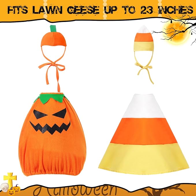 2 Set Halloween Goose Outfit Lawn Porch Goose Cloths Plastic Clothing Fall Halloween Outfit for 23 Inches Outdoor Patio Yard Lawn Art Decoration
