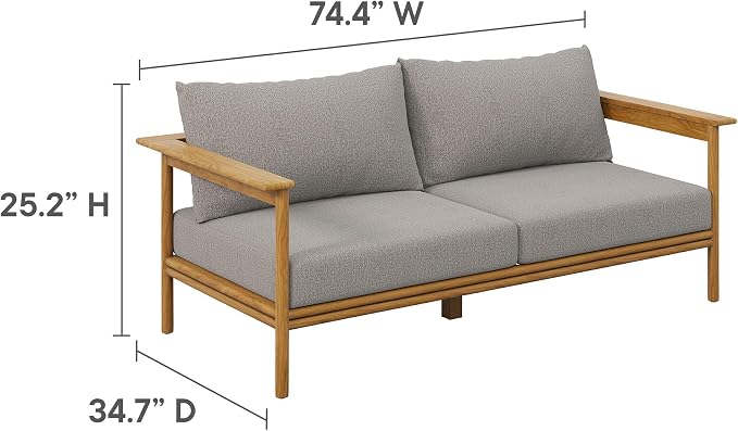 Modway Wren Teak Wood Outdoor Patio 4 Piece Furniture Set in Natural Driftwood