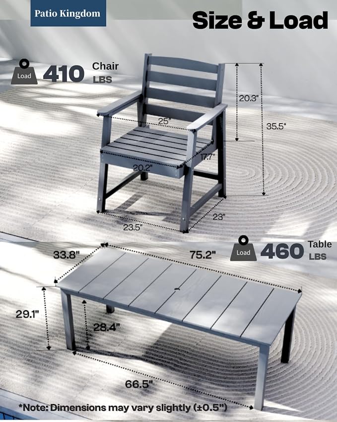 5-Piece Outdoor Dining Set with 15FT Umbrella for 4,Gray | 75.2'' HDPE table, chairs included, weather-resistant furniture with hole, ideal for lawn, poolside, yard, garden, deck
