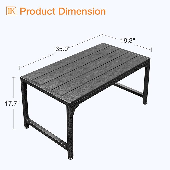 ODK Outdoor Coffee Table, Rectangle, Black