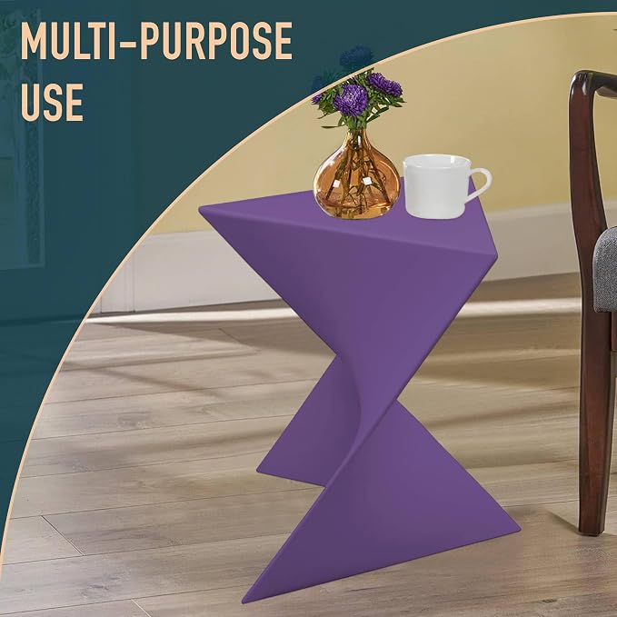 LeisureMod Modern Purple Accent Side Table - Stylish Side Vanity Table for Bedroom & Living Room