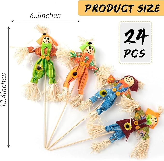 24 PCS Halloween Scarecrow Decorations, Scarecrows Fall Decor | Outdoor, Fall Harvest, Standing Scarecrow, for Garden, Home, School, Yard, Porch, Thanksgiving Decor ﻿