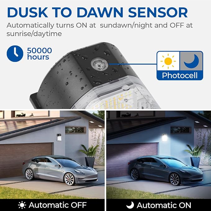CINOTON 26W LED Wall Pack Light with Dusk to Dawn Sensor, 3CCT Black 2Pack | 100-277Vac, 26W/18W/13W Switchable, 3CCT Wall Lights, IP65 Waterproof, Outdoor Security Flood Lighting for Garage, Backyard