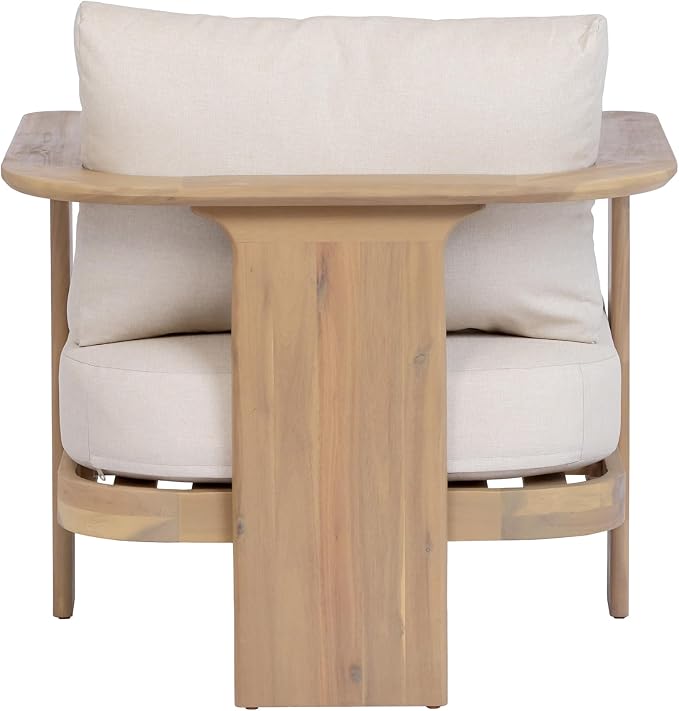 Christopher Knight Home Kera 4-Seater Patio Furniture Set with Removable Cushion, 4 Piece Outdoor Acacia Wood Conversation Set, Sold Wood Outdoor Sectional Sofa Set with Coffee Table, Brown+Beige