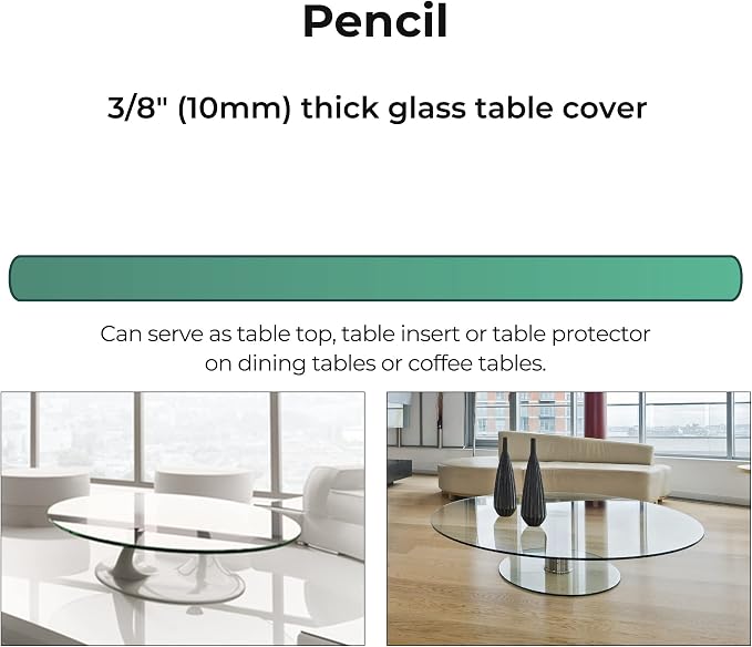30" Inch Round Glass Table Top 3/8" Thick Pencil Polish Edge Tempered by Fab Glass and Mirror