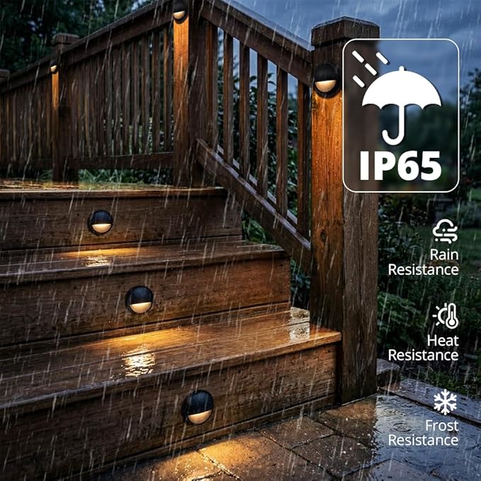 6-Pack Outdoor Low Voltage LED Deck Post Lights, UL-Listed, Black | Landscape Lighting, Stair Riser Step Fence Light for Yard, 2W, 9-15V AC/DC, Waterproof IP65, 2700K, Cut Off Design