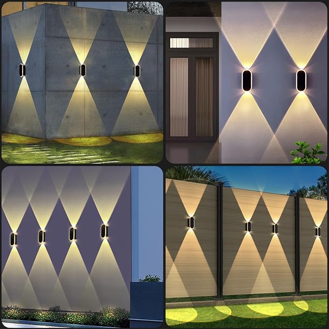 LIANGLOME 2PK Solar Fence Lights Outdoor - 3000/4000/6000K 3 Modes, IP65 Waterproof Fence Lights Solar Powered, Solar Wall Lights Outdoor for Backyard/Garden/Patio/Garage and Wall Decor