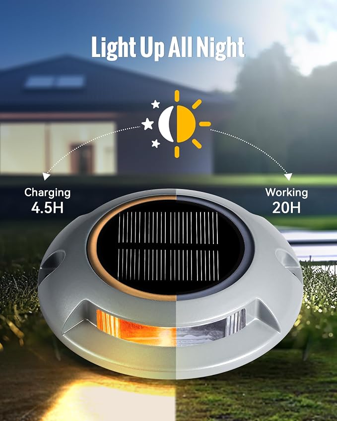 Solar Driveway Lights Outdoor Waterproof, 2 Color Modes Deck Lights | Outdoor Solar Deck Dock Warning Step Lights for Driveway Marker Sidewalk Garden Pathway Yard (12 Pack)