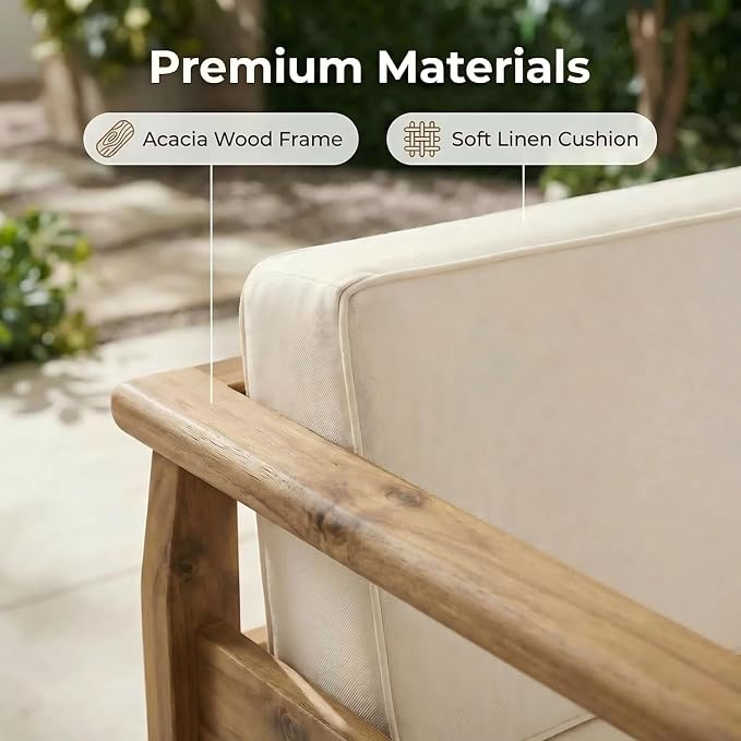 Patio Furniture Set of 4, Outdoor Sectional Furniture with Coffee Table, All-Weather Patio Conversation Set for Backyard, Garden and Poolside, Beige(Series E)