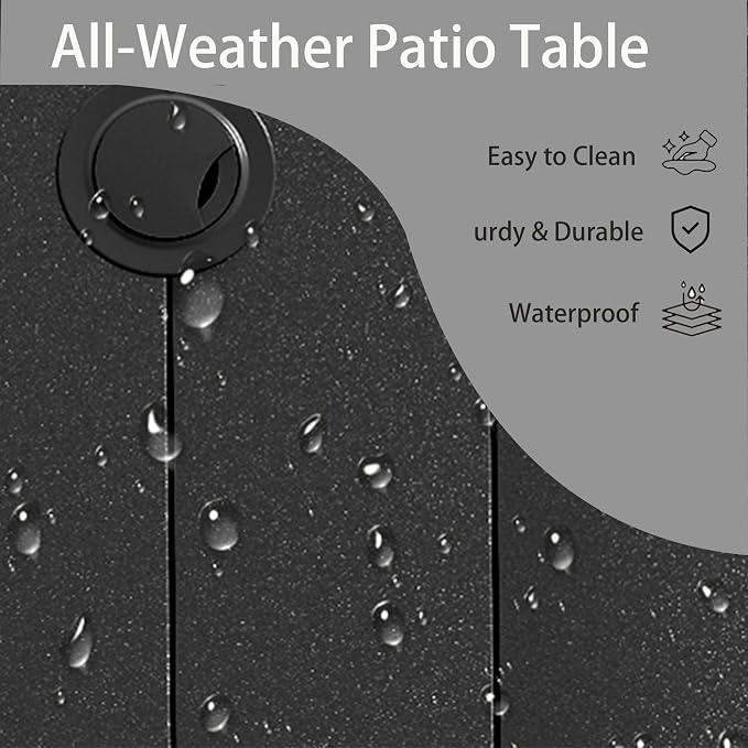 Round Patio Dining Table, 6-7 Seater, Black