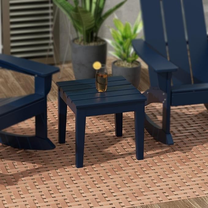 WestinTrends Ashore Outdoor Patio Modern Adirondack Side Table, Navy Blue
