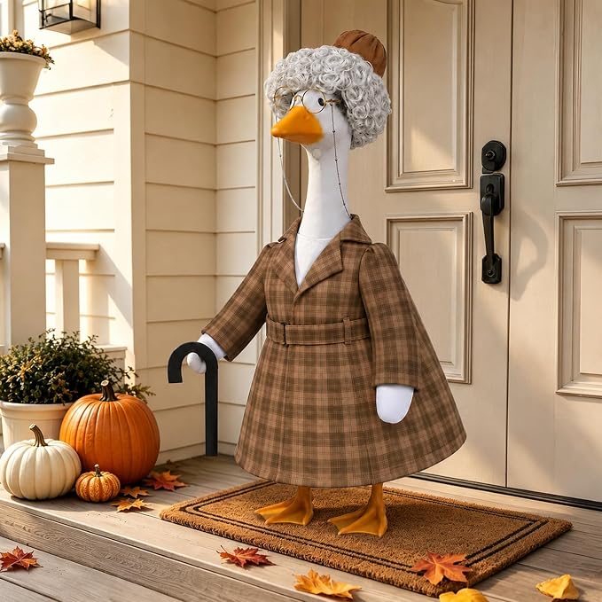 Old Lady Porch Goose Outfits Spring Summer Grandma Goose Clothes for 23" Porch Goose 100 Days of School Outdoor Garden Patio Yard Lawn Art Decoration