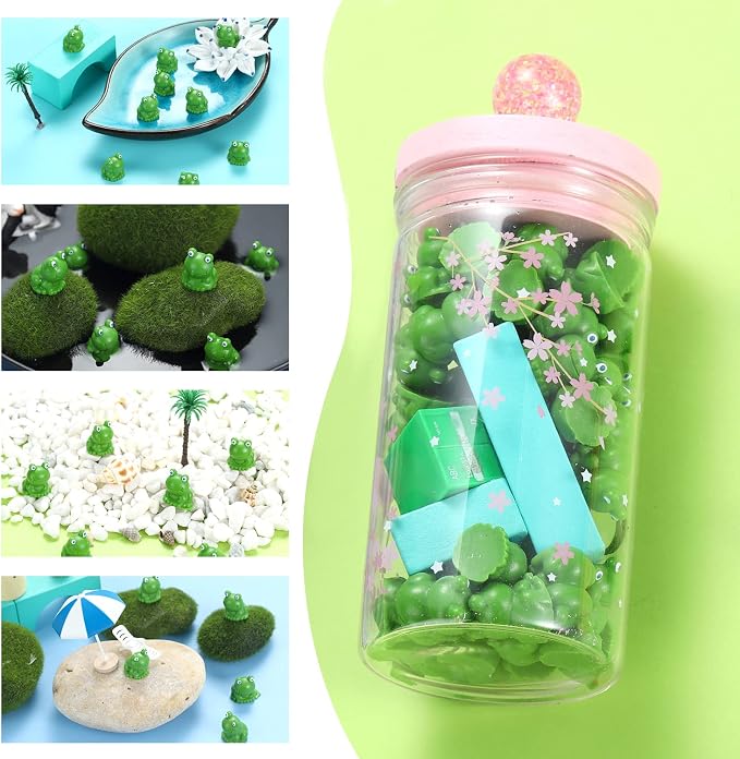 EKisemio 50 Pcs Mini Frog Garden Decor | Green Frog Figurines | Miniature Home Décor | Tiny Plastic Frogs | Fairy Garden Decor | Tiny plastic Frog to hide for Miniature Garden, Terrarium, Plant Pots, DIY Crafts