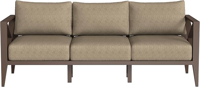 Outdoor Patio Sofa 3 Seat Couch with Cushions, Aluminum Patio Furniture Deep Seating Outdoor Couch for Backyard Deck Garden Conversation Area