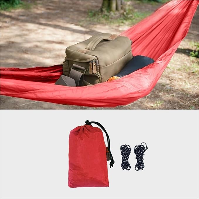 Camping Hammock， Portable Camping Travel Gear Hammock 30kg Load Capacity(Red)