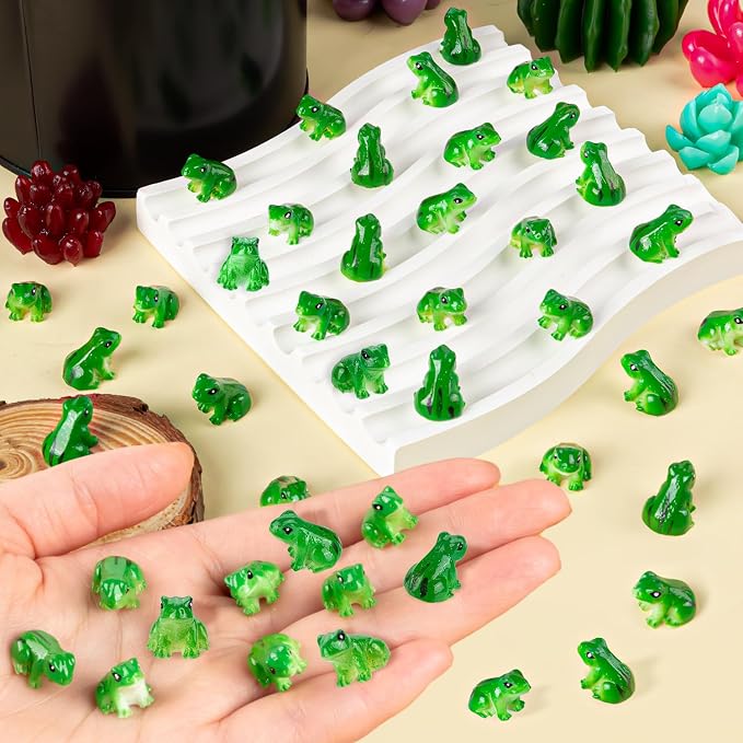 60 PCS Mini Resin Frogs Green Frogs Figurines for Model Fairy Garden | Model Fairy Garden Miniature Moss Landscape Display, DIY Terrarium Crafts, Home Decor, Hiding Game