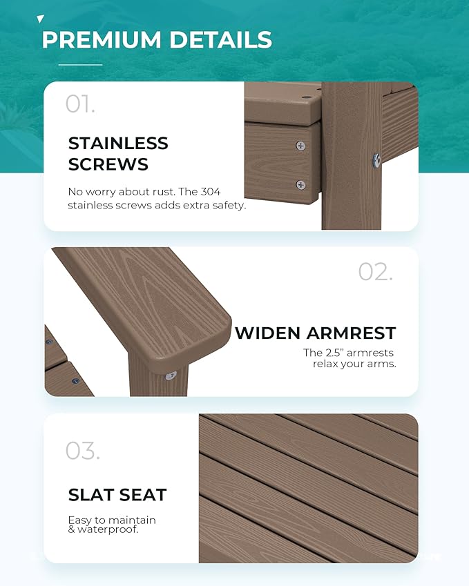 SERWALL 6 Pcs HDPE Dining Set, Includes 1 Table, 1 Bench & 4 Chairs, Coffee | Outdoor Dining Set with Bench, All-Weather Resistant SERWALL Dining Set for patio