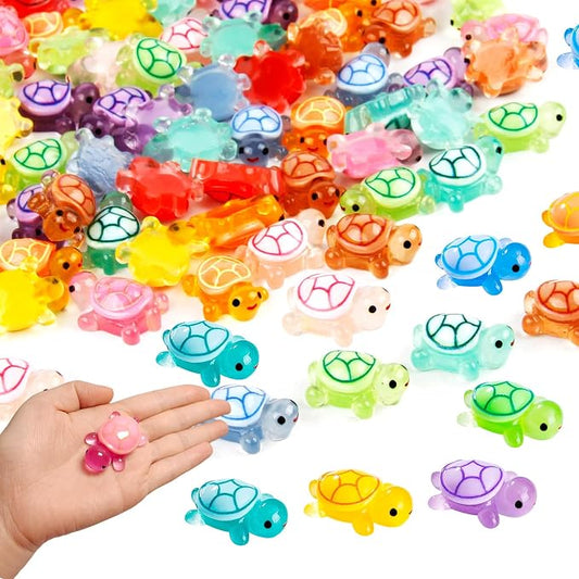 20PCS Mini Resin Turtles, Small Colorful Turtle Figurines Bulk Set | Tiny Resin Animals for Ocean Theme Party Decor, DIY Crafts, Cake Toppers (10 Vibrant Colors)