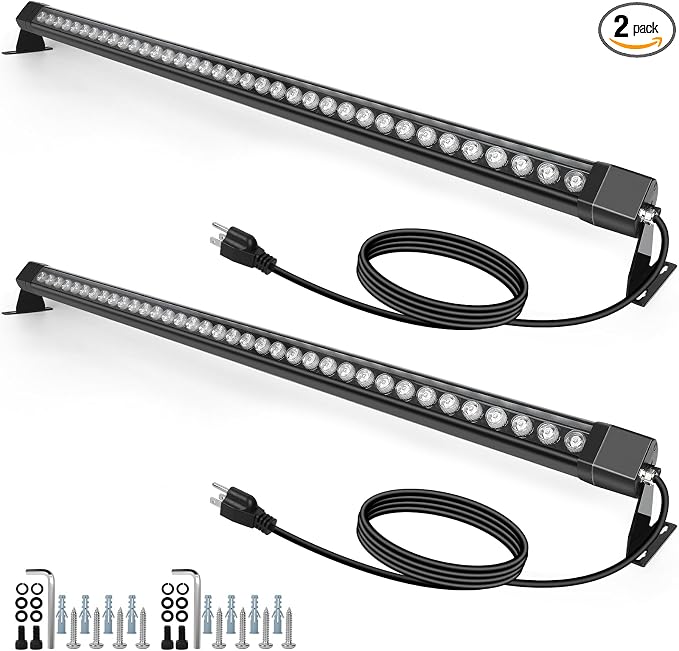 HNRLOY Wall Washer Light,72W 4FT 5000K Daylight White Outdoor Led Wall Washer Light Bars,IP67 Waterproof 120V Plug in LED Light Bar for Garden,Backyard,Building,Courtyard Landscape Lighting(2 Pack)