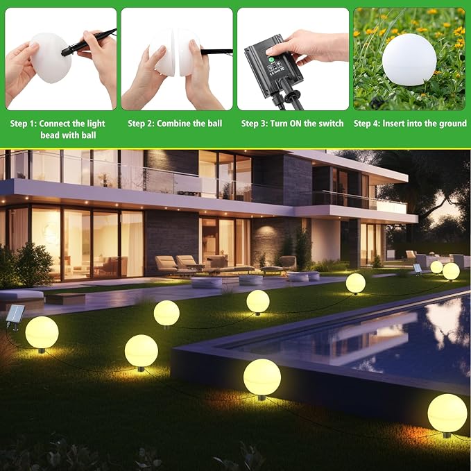 Solar Lights Outdoor Waterproof Decorations, 5 Pack Solar Globe Lights for Outside Color Changing Solar Garden Landscape Lights for Yard Patio Pathway Walkway Wedding Party Decor
