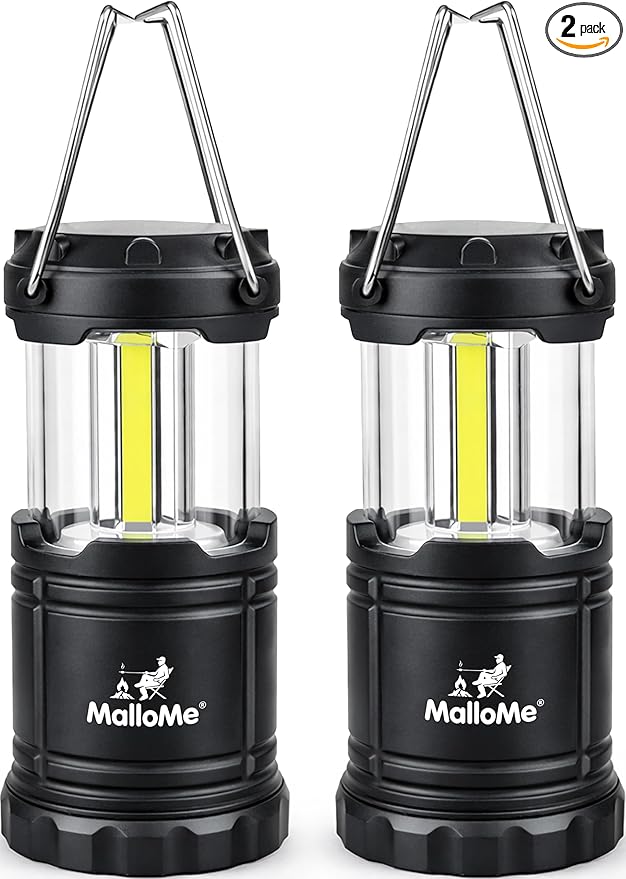 MalloMe LED Camping Lantern, Battery Powered Lanterns for Power Outages, Portable Hanging Collapsible Camping Lights for Outdoor, Home, Emergency, Hurricane Lamp Survival Outage Light 3 x AA Operated