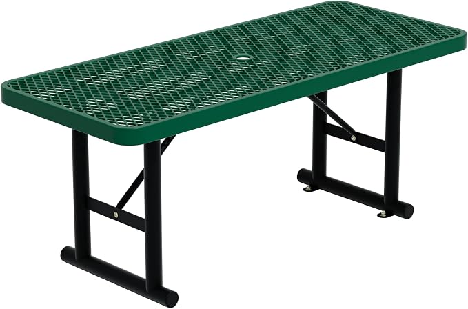 6FT Picnic Tables for Outdoors, Green Rectangular Heavy Duty Commercial Picnic Table with Umbrella Hole,Weather-Resistant Camping Table Dining Table for Backyard, Patio, Garden, Shops, Parks