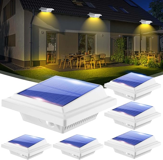 Gutter Lights,40 LED Solar Patio Decor Lights, Deck Lights Outdoor Waterproof Fence Lights for Wall Backyard Porch, Patio, Pool,Step Stairs, Yard, Garden, Pathway (6Pack_White,Warm White Light)