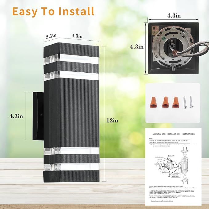 LED Square Up and Down Lights Outdoor Wall Mount Light,14W IP65 3000K 1100LM Warm White, Modern Fixtures Aluminum Waterproof Exterior Lamps for Front Porch Patio Garage