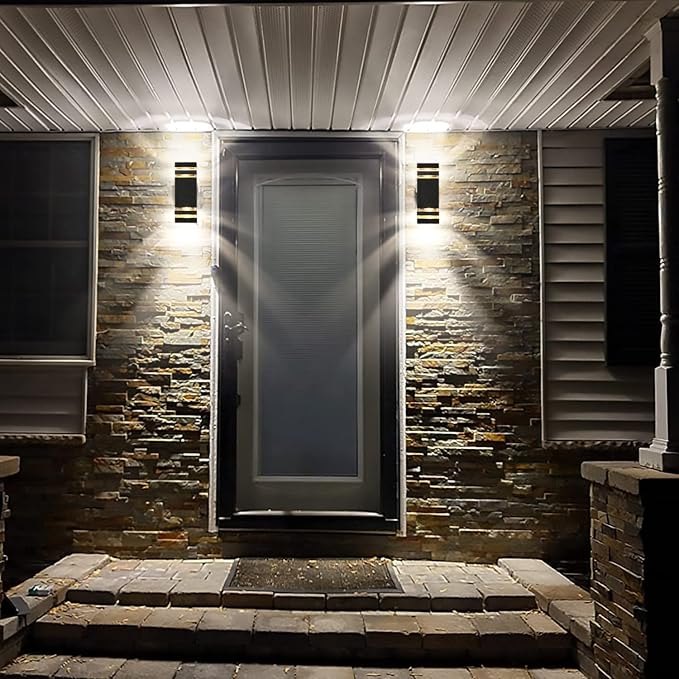 LED Square Up and Down Lights Outdoor Wall Mount Light,14W IP65 3000K 1100LM Warm White, Modern Fixtures Aluminum Waterproof Exterior Lamps for Front Porch Patio Garage