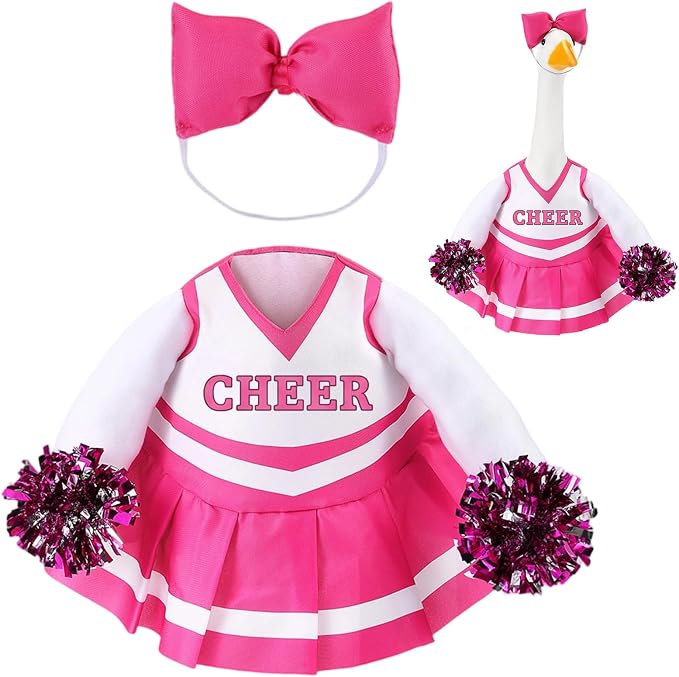 2 Pcs Cheerleader Porch Goose Outfit Clothes Cheerleading for 23" Goose Costume Garden Yard Outdoor Decorations