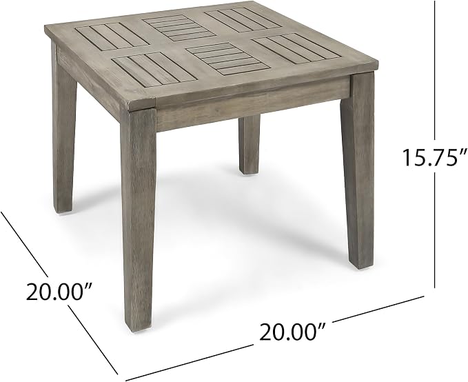 Outdoor Acacia Wood Side Table, Grey