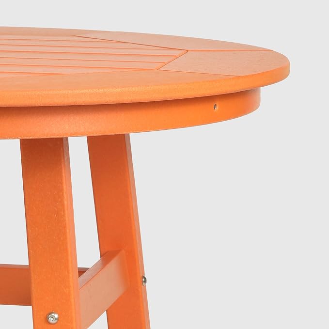WestinTrends Malibu Outdoor 35" HDPE Round Patio Bar Height Table, Orange