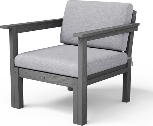 Stoog Modular Armchair with Removable Arms - HIPS Frame & Deep Seat Waterproof Patio Chair for Sectional, Grey