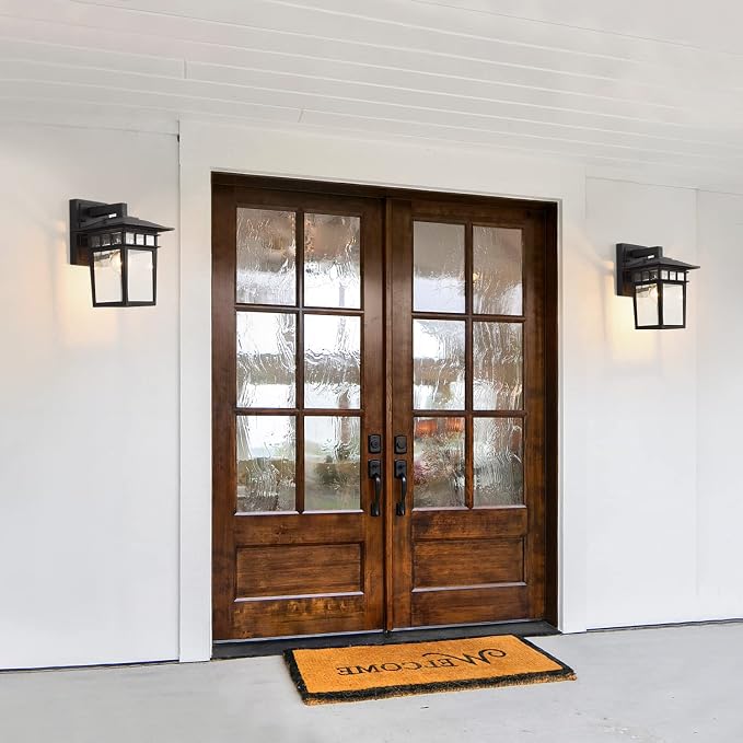 Outdoor Wall Lantern 2 Pack Exterior Light Fixtures Wall Mount Black