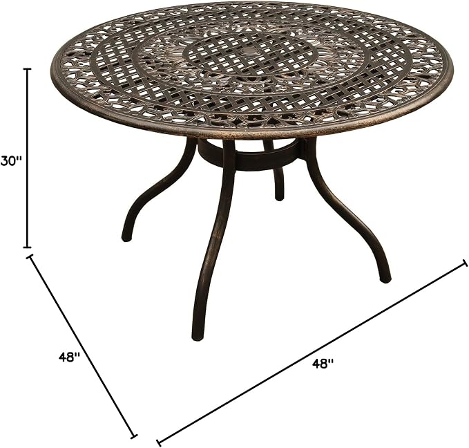 Oakland Living Ornate Outdoor Mesh Aluminum 48-in Bronze Round Patio Dining Table