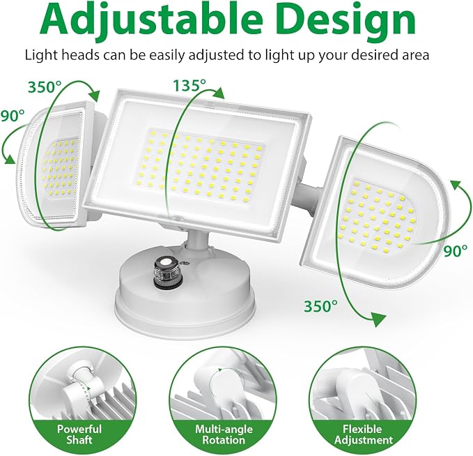iMaihom 180W Dusk to Dawn Flood Lights Outdoor, 18000LM 6500K Super Bright LED Security Lights, IP65 Waterproof Exterior Light with Photocell, Hardwired Outdoor Lighting for Yard, Garden, Garage White