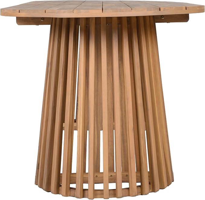 Christopher Knight Home 83" Oval Dining Table with Racetrack Top, Outdoor Acacia Wood Dining Table for 6-8, Large Garden Dining Furniture, Slatted Pedestal Outdoor Furniture, Brown